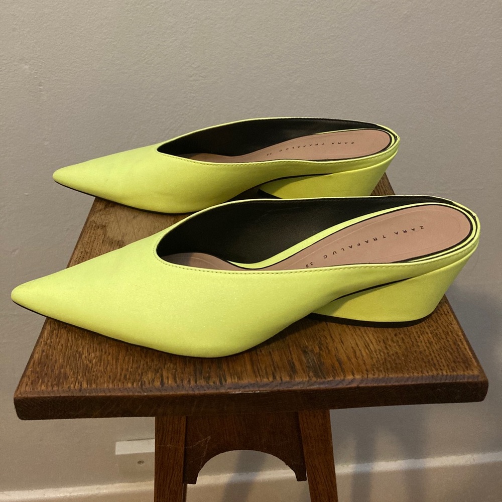 Zara Monochrome Neon Yellow Mules